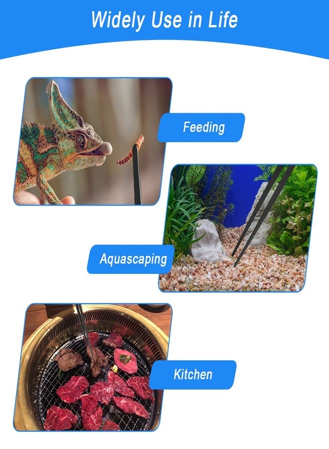 لوكسيف ملاقط أحواض السمك طويلة جدًا 15 بوصة، ملاقط Luxiv مستقيمة ومنحنية من الفولاذ المقاوم للصدأ بطول 38 سم، ملاقط طويلة جدًا لأحواض السمك والنباتات وأدوات تنسيق الحدائق المائية، ملاقط تغذية (15 بوصة، أسود) - Image 4